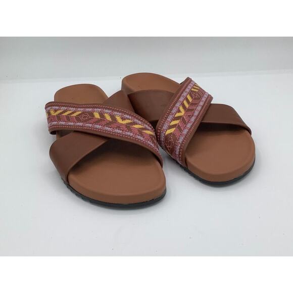 Johnny Was Brown Slides Size 40 EUC Boehmian Chic - Picture 1 of 7